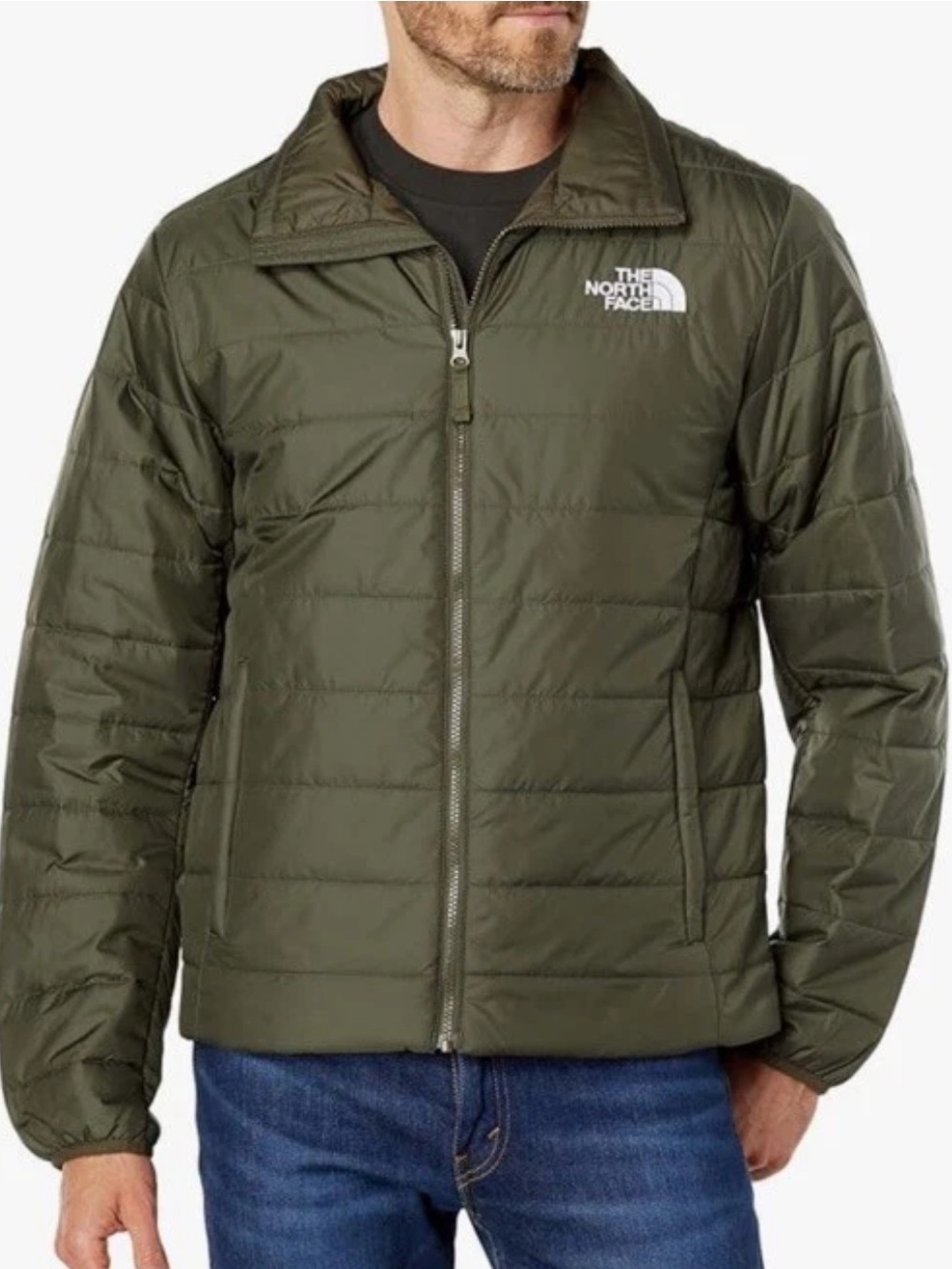 Men’s North Face Primaloft Redpoint Taupe Green Qulited Puffer Full Zip Jacket